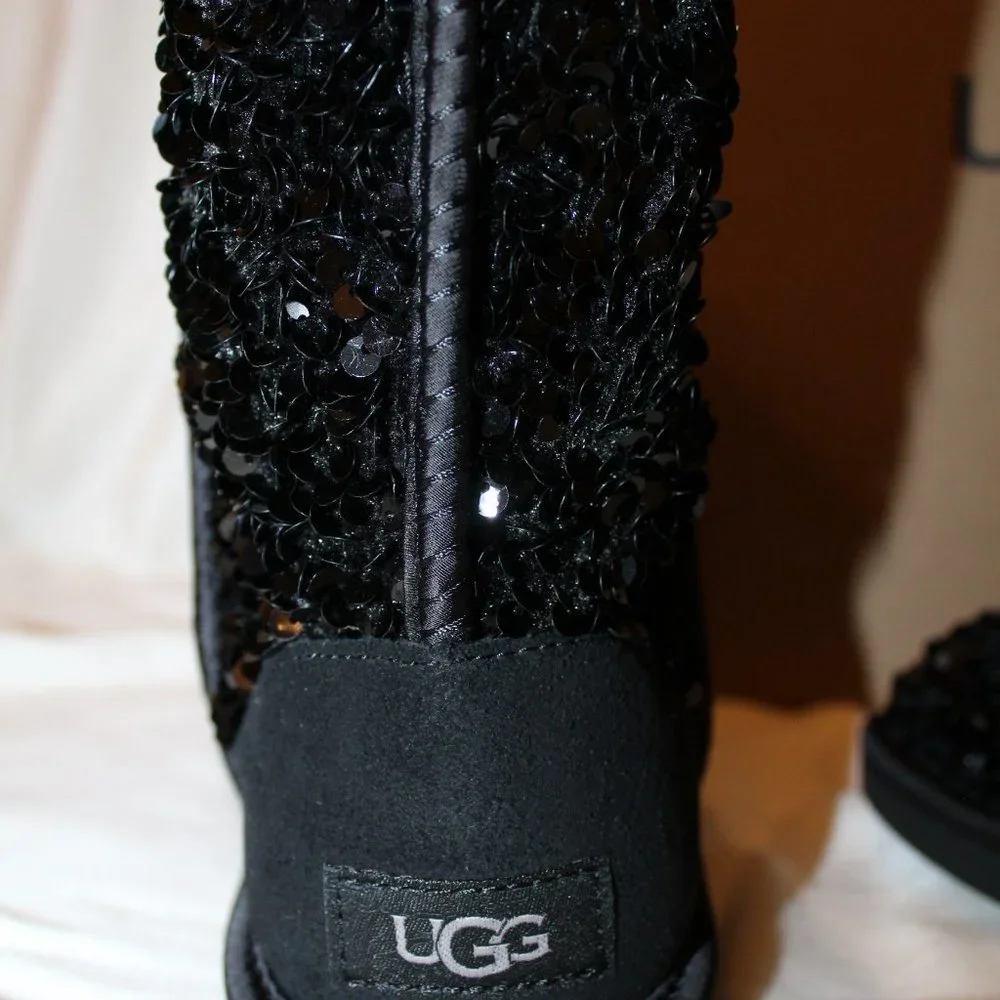 NIB‎ UGG STELLAR SEQUIN CLASSIC SHORT SHEARLING LINED BOOTS - Picture 4 of 9